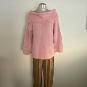 Nelli K off shoulder pink sweater ML 100% Peruvian Highland Wool Made in Peru